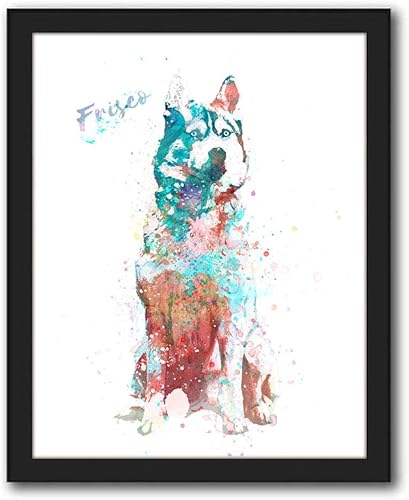 Vista 113 de Regalo personalizado para perros y amantes de los perros. Estilo acuarela. (lienzo enmarcado de 20 x 25 pulgadas, Golden Retriever)