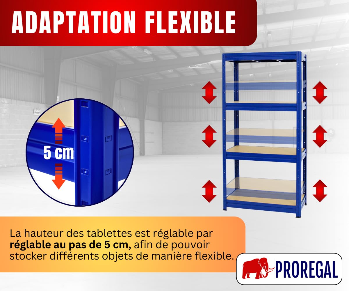 PROREGAL Étagère Pour Charges Lourdes Big Elephant | HxLxP 160x120x60cm | Charge Max. 200kg | Noir