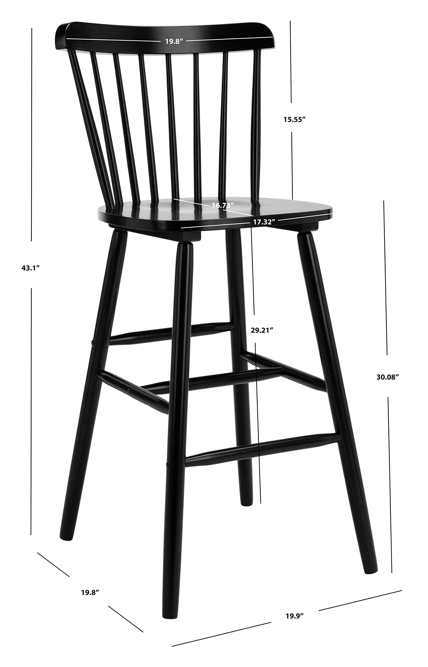 Amazon.com: SAFAVIEH Furniture - Galena Bar Stool Set of 2 - Black
