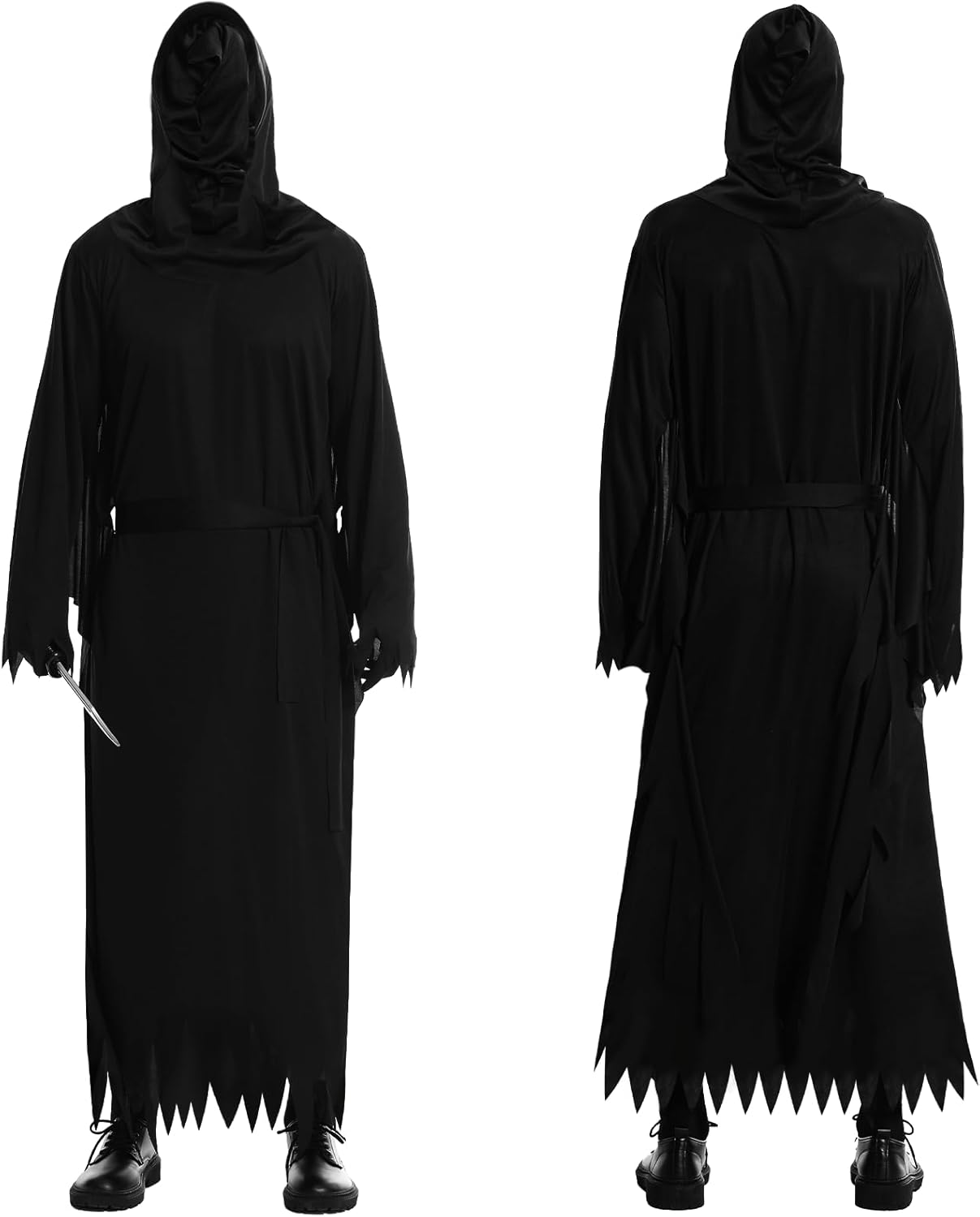 scream costume with mask knife prop and gloves, scream costume for kids, perfect halloween cosplay dress-up party-xl1