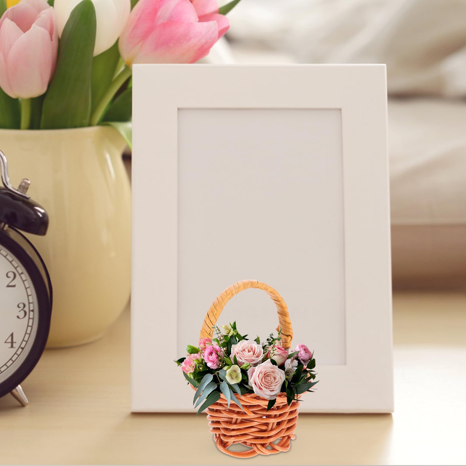 Mini Rattan Körbchen mit Henkel: 10Stücke Klein Geflochtener Mini Weidenkorb Picknickkorb Henkelkorb Hochzeit Streukorb Blumenkinder Körbchen für Landhaus Deko Tischdeko