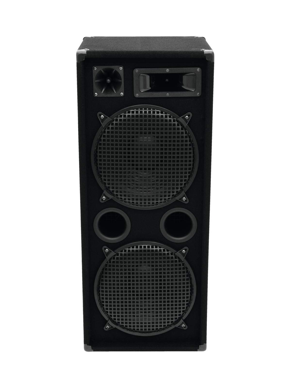 OMNITRONIC DX-2222 3-Wege Box 1000 W | Robuste Full-Range-Box mit 2x12" Tieftöner und 1000 Watt Leistung | 1 Stück