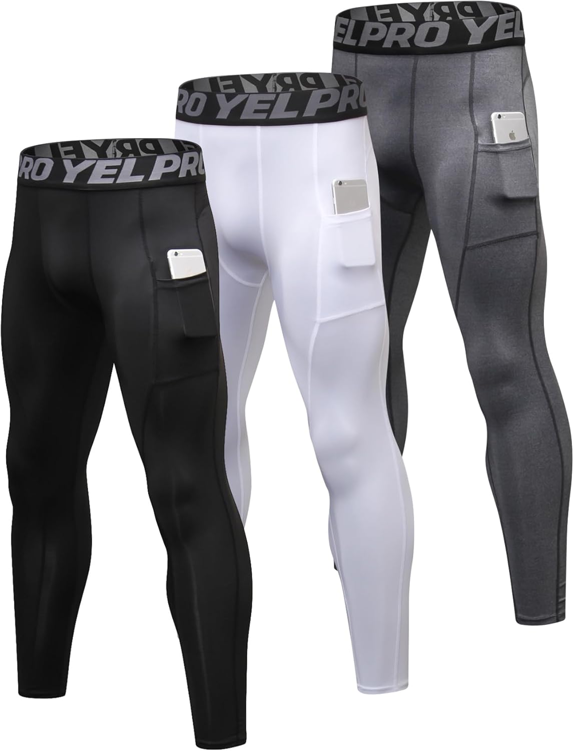 SPVISE 2 or 3 Pack Compression Pants Men Running Leggings Workout Base Layer Athletic Tights with Pockets for Gym Basketball