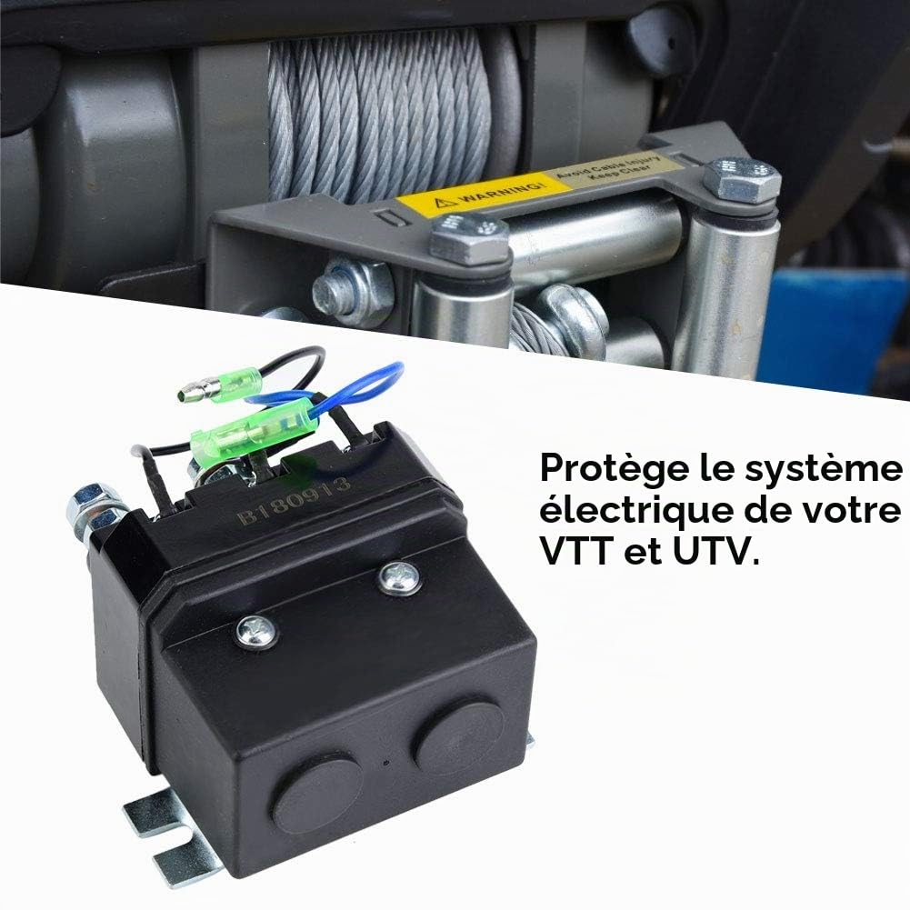 Relais de treuil électrique, pour VTT UTV 1500-5000 lb Contacteur de treuil Relais solénoïde Système électrique Interrupteur de treuil Contacteur électrique robuste Relais solénoïde de treuil Noir
