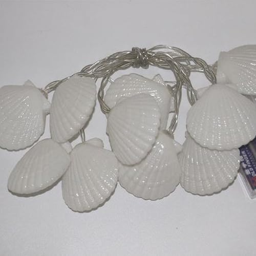 Miniatura 2 de Cadena de luces de concha, luz de carcasa de 5 pies con 10 LED, luces de cadena de conchas marinas alimentadas por pilas para Navidad, Halloween,