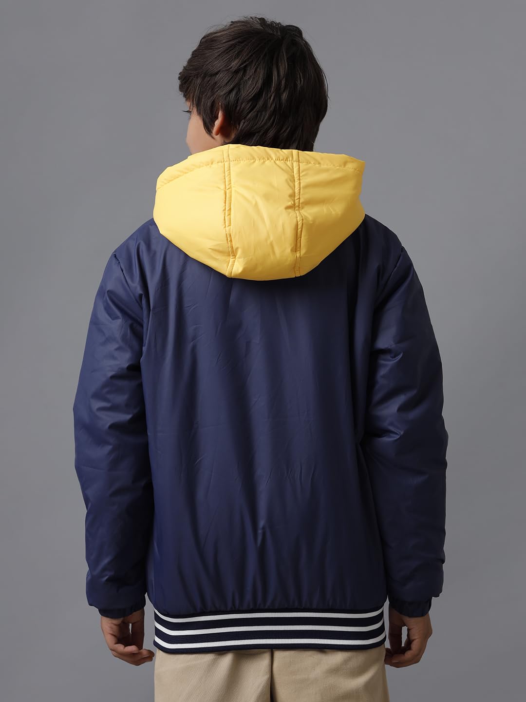 Under Fourteen Only Boys Full Sleeve Hooded Taffeta Jacket | Lightweight Cut & Sew Panel Design with Elastic Hem | Stylish & Comfortable Outerwear for Kids | Neavy (10-11 Years) 2