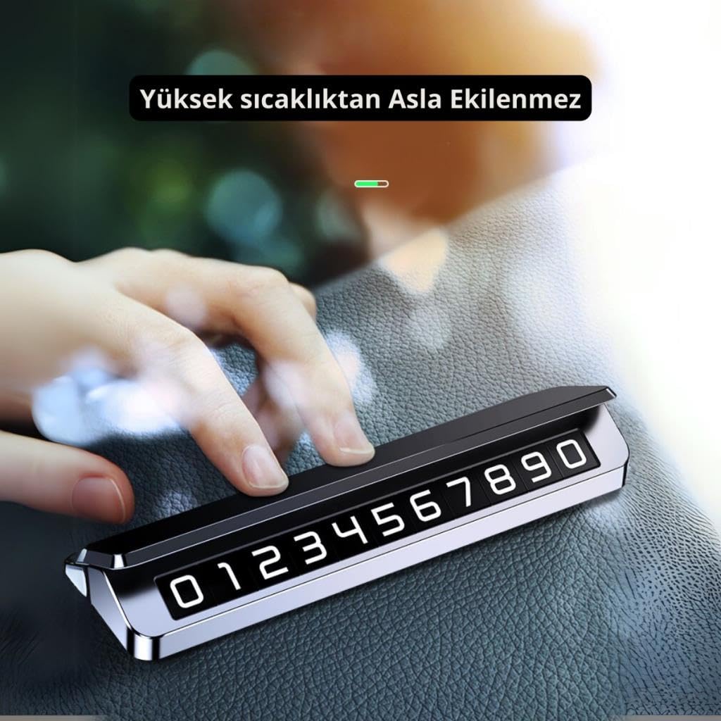 Coofbe Premıum Gizlenebilir Çift Taraflı Alüminyum Araç Park Telefon Numaratörü Geçici Park Numaratör