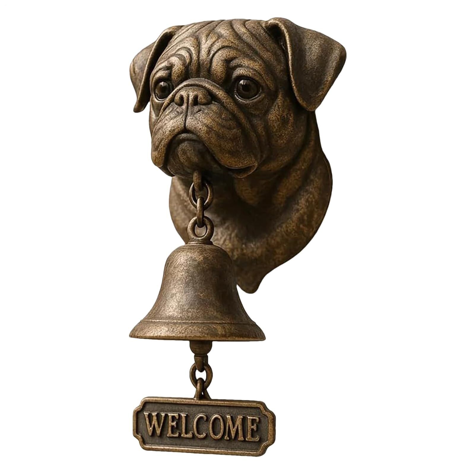Vintage Rustic Welcome Dog Doorbell - French Bulldog Resin Bell for Garden, Porch, or Entryway | Animal Home Decor(C)