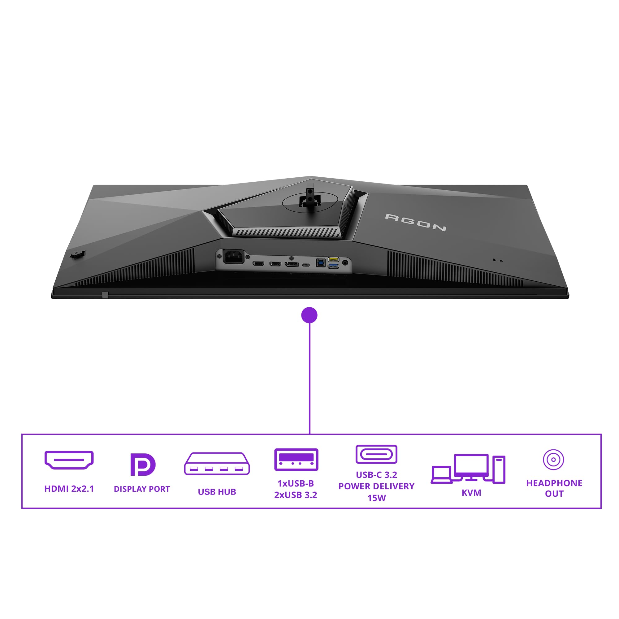 AOC AGP346UCSD Monitor 34 Pulgadas 360Hz Panel QD-OLED, 0.03ms GtG, HDR500 TrueBlack, Adaptive Sync, G-Sync Compatible, Altavoces, Altura Ajustable, (3440x1440 HDMI 2X 2.1 DP 1x 2.1 USB Hub) Negro