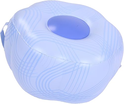 Miniatura 7 de POCREATION Inflatable Footstool Portable Foot Rest Camping Foot Stool PVC Compact for Outdoor Seat with Blue Stripe Pattern Lightweight for Travel