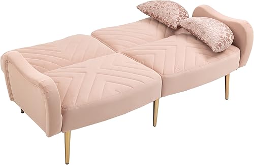 Miniatura 5 de HomSof Sofá moderno de dos plazas verde oliva para sala de estar con pies de metal y 2 almohadas