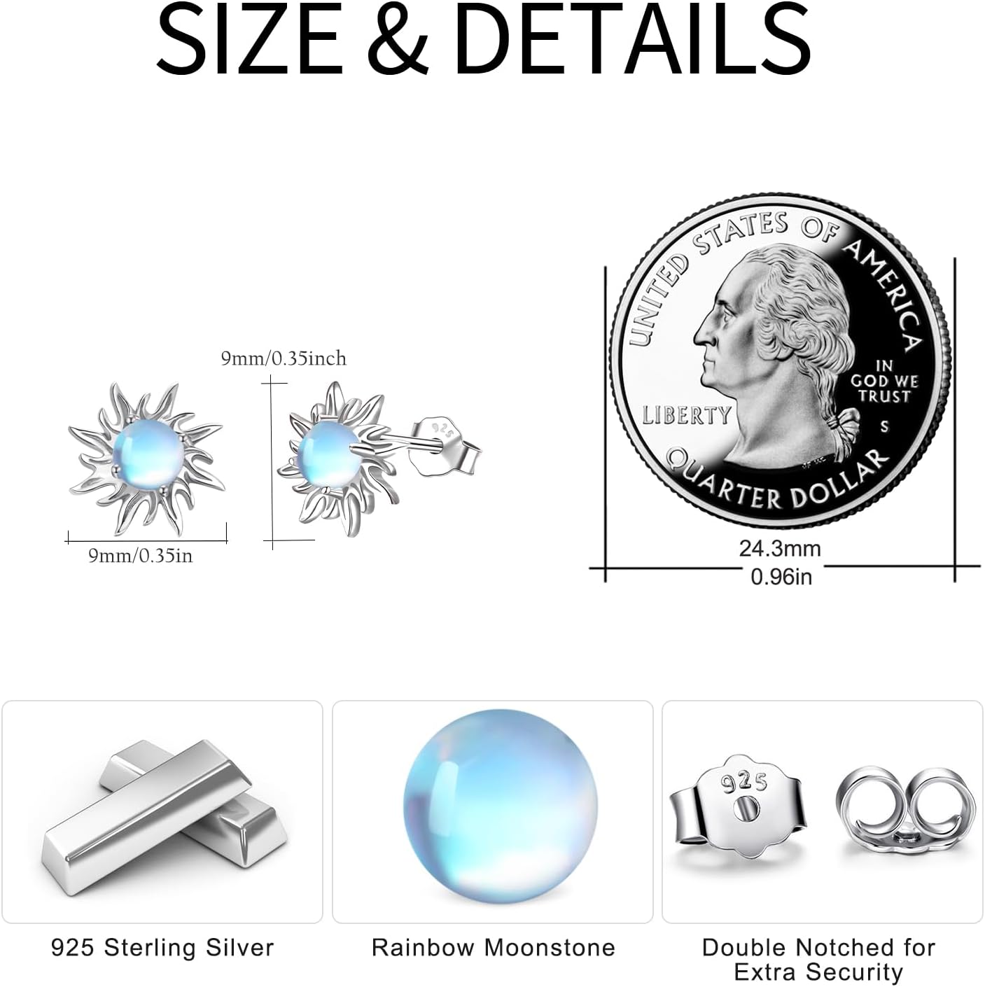 Cuoka 925 Sterling Silver Hypoallergenic Celestial Cute Animal Opal Stud Earrings for Women with Gifts Box