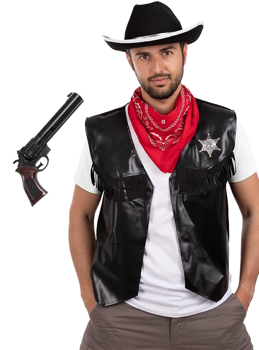 Funidelia | Cowboy Kostüm für Männer Cowboys, Indianer, Western - Kostüm für Erwachsene und Zubehör für Party, Karneval und Halloween
