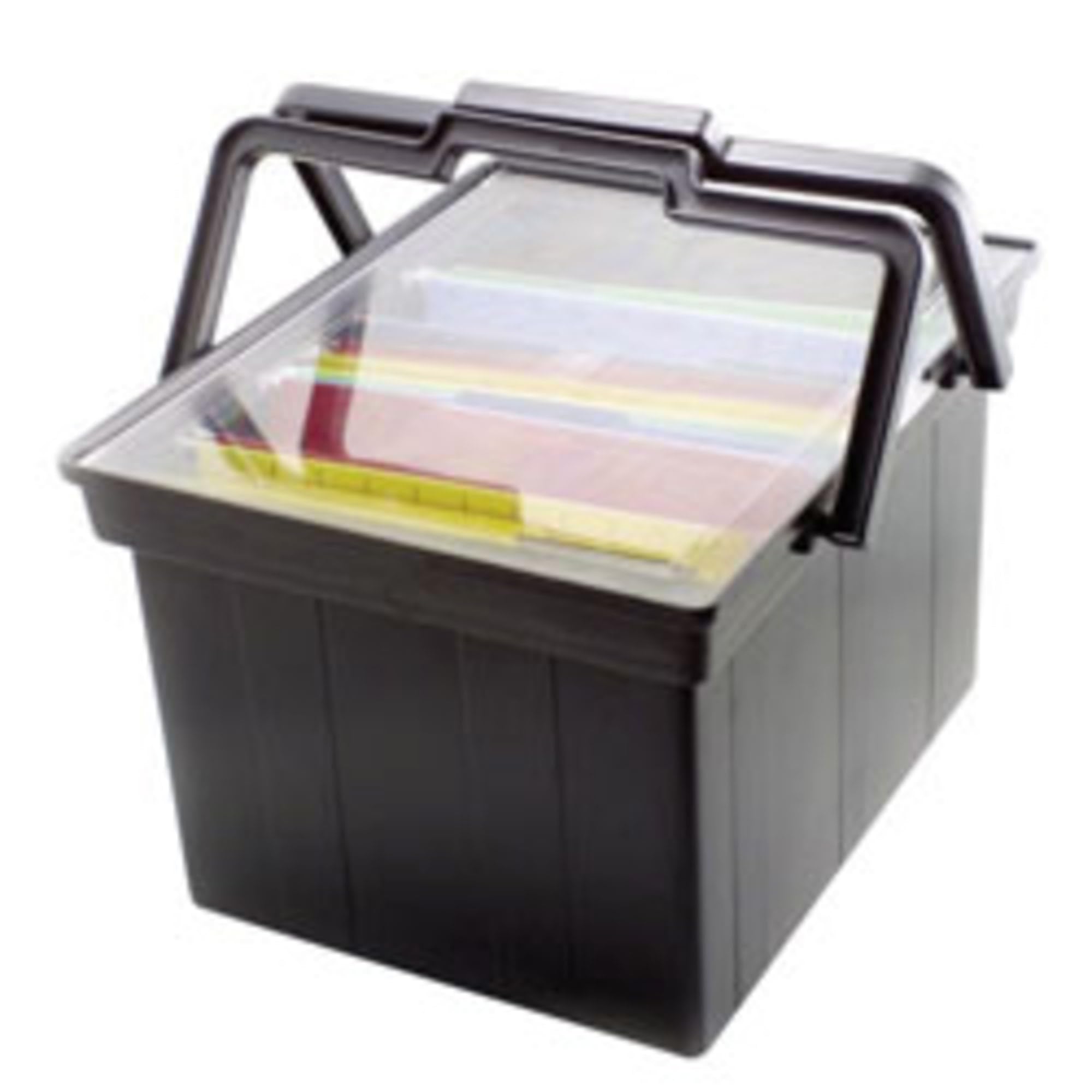 Advantus Companion Letter/Legal Portable Plastic File Box, Includes Lid and Handles, 17 x 14 x 11 Inches, Black (TLF-2B)