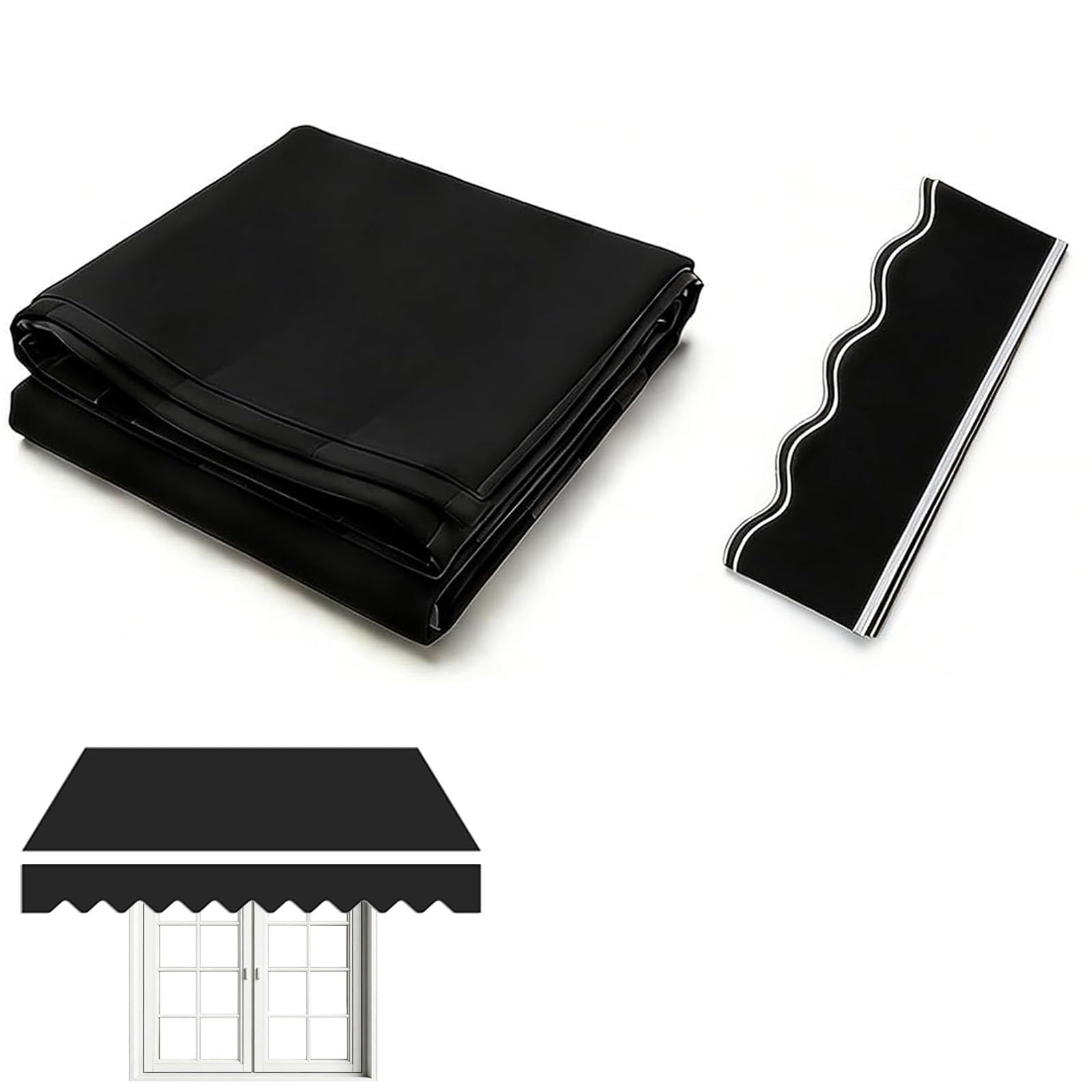 ROFBIHG Retractable Awning Patio Sun Shade Shelter Replacement Fabric Top Cover (Fabric Only) Patio Awning Replacement Fabric, Window/Door Canopy Cover for Retractable Awning(Black,4x1.5m(13x5ft))