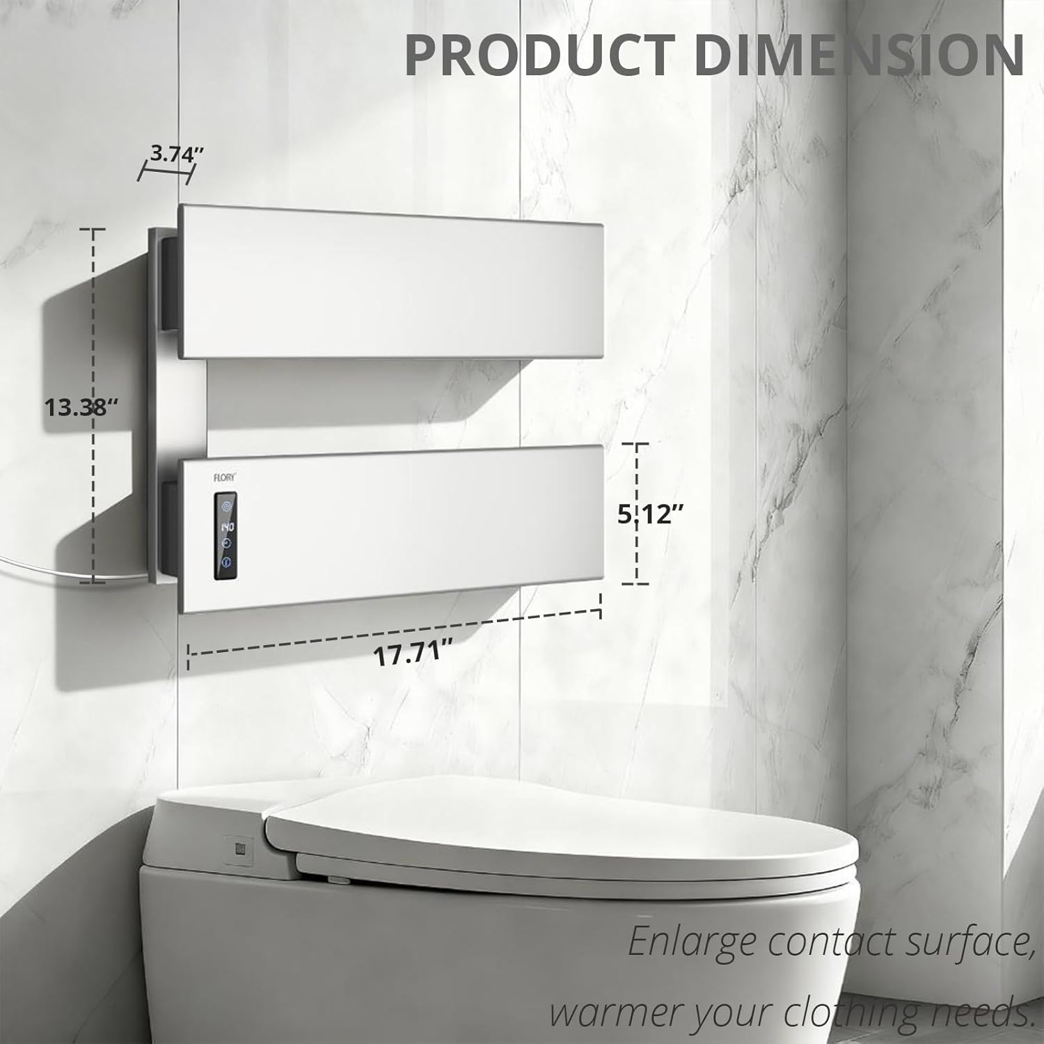 R FLORY Electric Towel Warmer, Wall-Mounted Towel Heater with 2 Bar, Heated Towel Rack with Built-in Timer & Temperature, Waterproof Aluminum Towel Warmers for Bathroom, Plug-in, Brushed Nickel