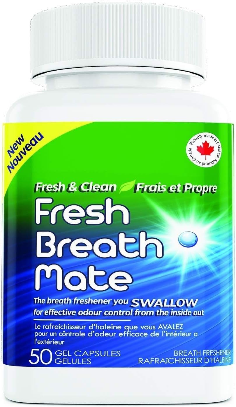 Fresh Breath Mate All-Natural Breath Freshener, Bad Breath Treatment from The Inside Out, Soothes Stomach, 50 Softgels