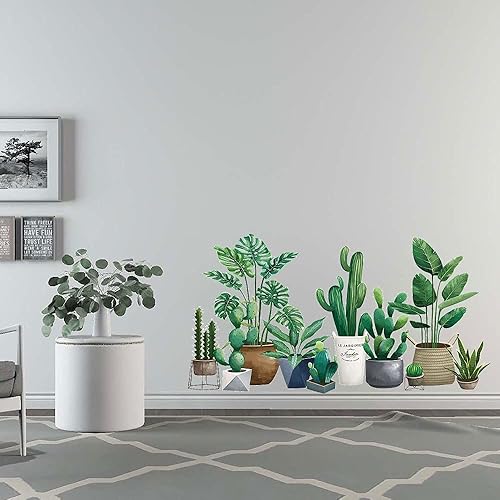 Miniatura 4 de Pegatinas de pared, calcomanías de plantas verdes, patrón de plantas en maceta
