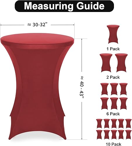 Miniatura 3 de FestiCorp Paquete de 6 fundas de elastano ajustadas para mesa de cóctel, manteles elásticos para mesa de cóctel, mantel elástico para fiestas,