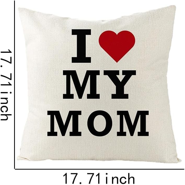 Miniatura 2 de Funda de almohada con texto en inglés "I Love Mom" de 18 x 18 pulgadas, funda de almohada decorativa para el día de la madre, regalos de cumpleaños