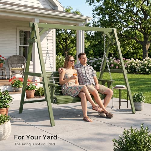 Image of VINGLI 6.2FT Wooden Porch Swing Frame for 4FT Swing, Green