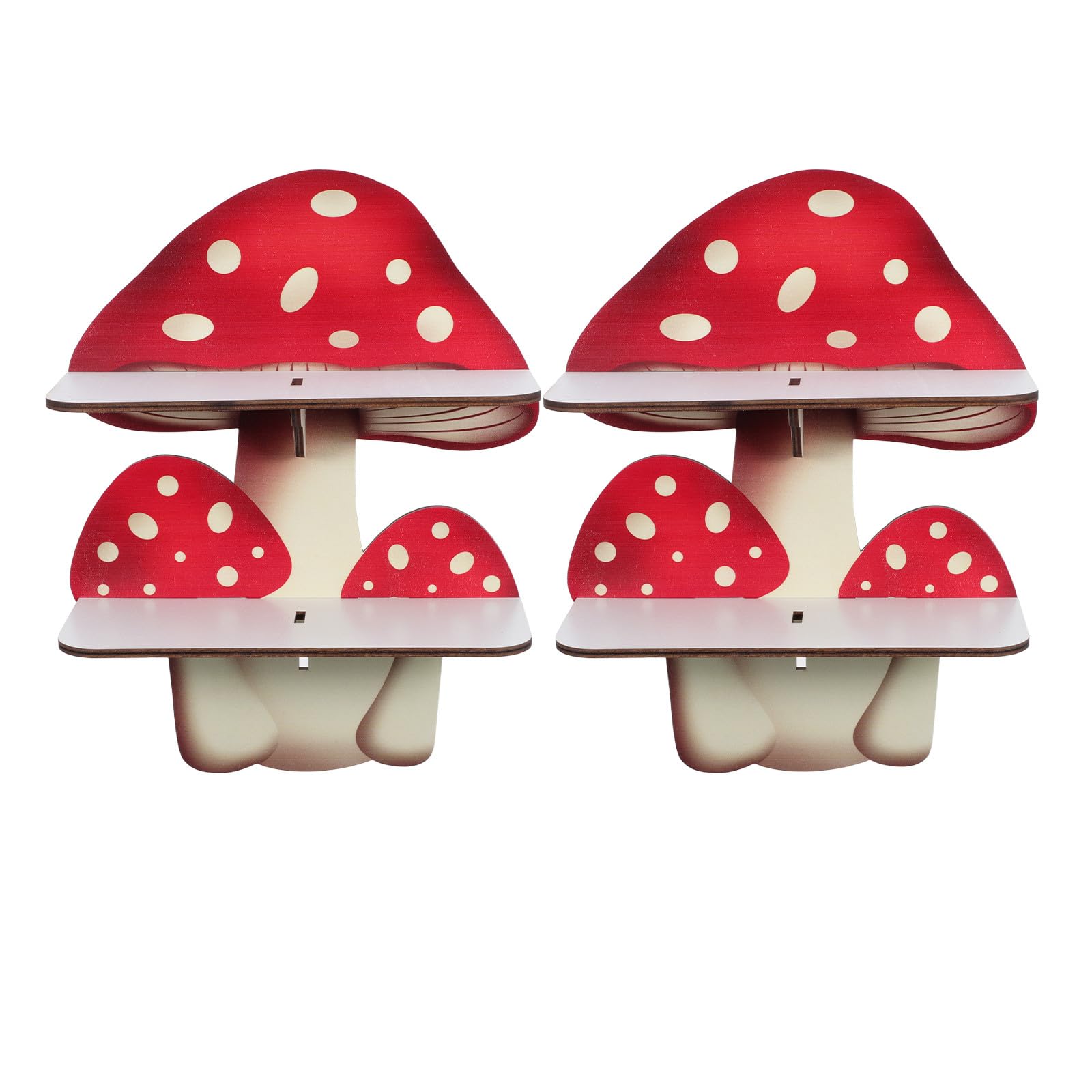 Étagères flottantes bois double niveau étagère murale champignon salle de bain