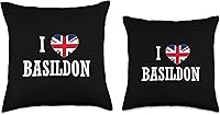 Vista 3 de I Love Basildon England Union Jack Flag Heart English Throw Pillow