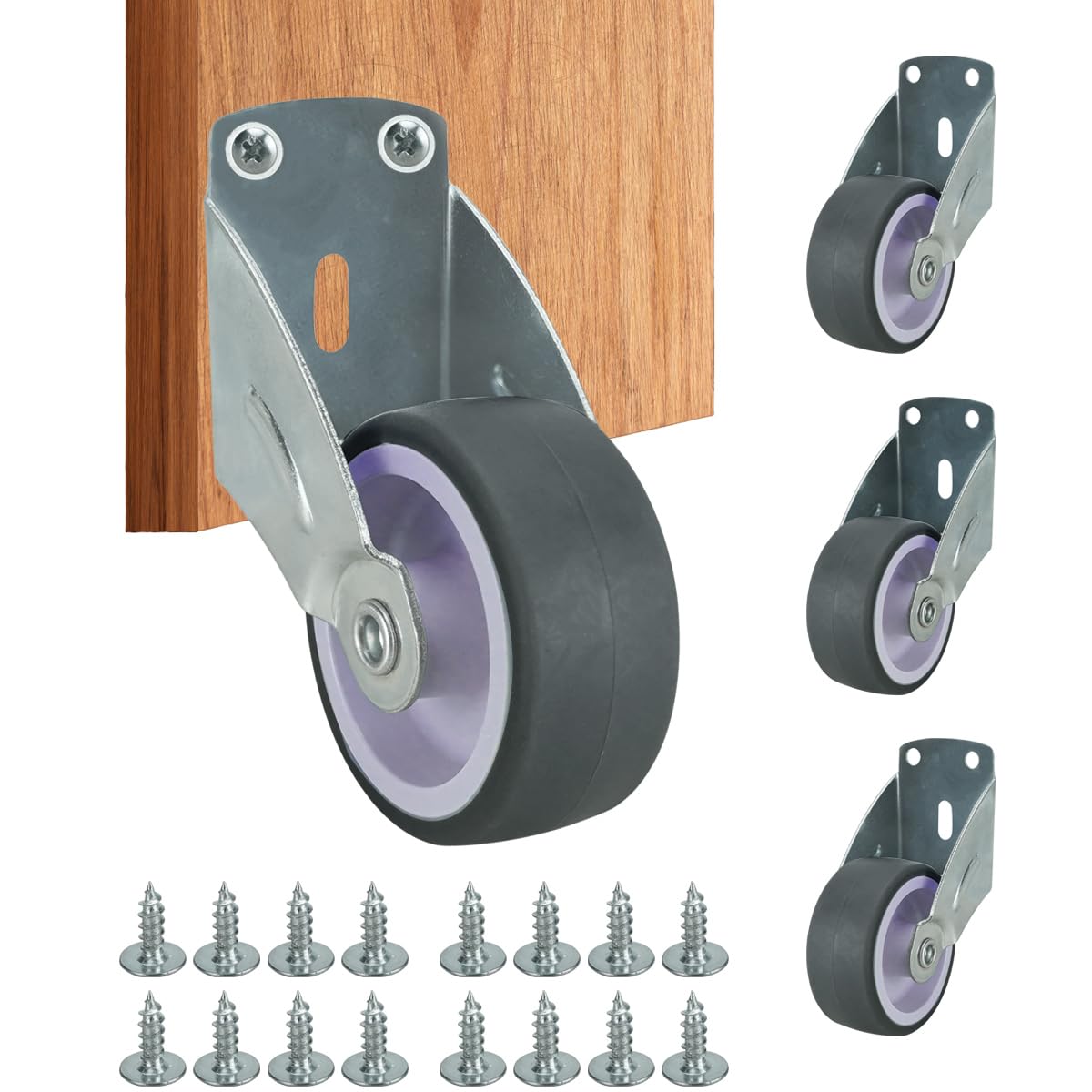 4 Pieces Small Gate Wheel with Screw Anti-Sag Door Bottom Support Wheels 2 inch Vertical/Bottom Mounting Furniture Fix Rollers Silver