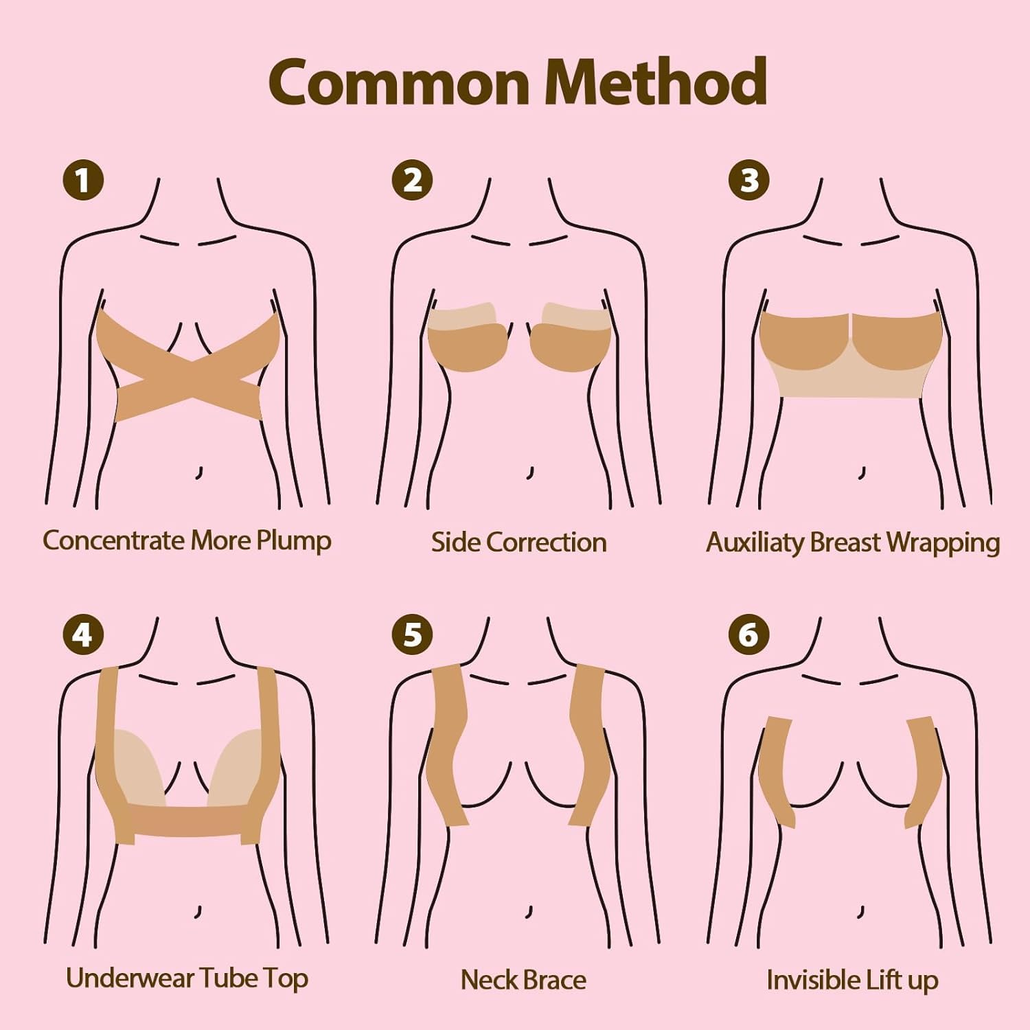 Boob Tape, Boobtape Lift Tape,Waterproof Sweat-Proof Bob Tape for Large Breasts Lift A-G Cup（Dark Nude）