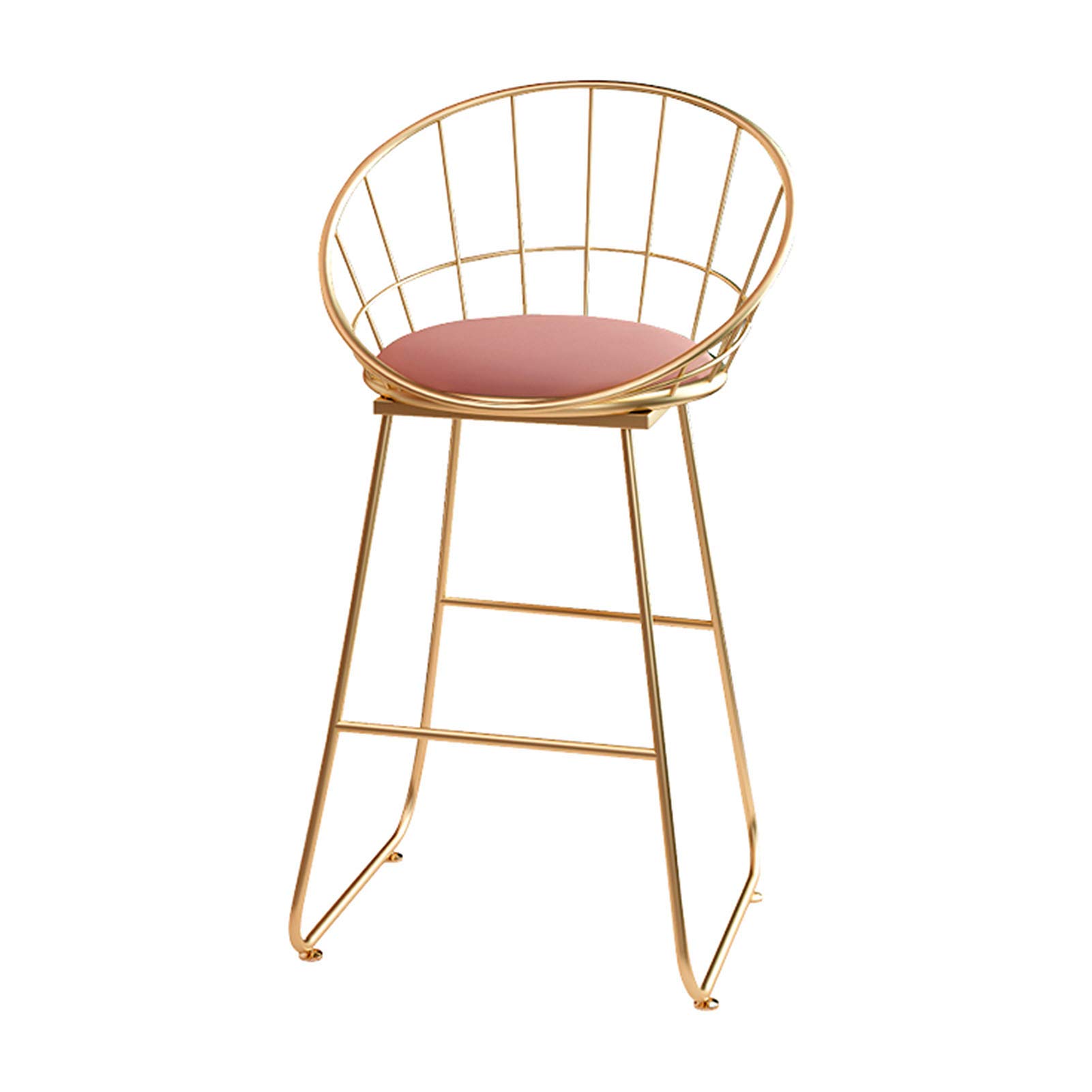 Tabouret de coiffeuse en velours rose et structure dorée haut de gamme pour chambre