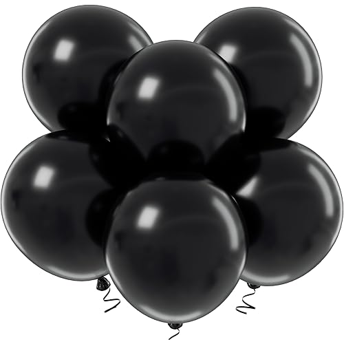 18 Inch Black Balloons - 35Pcs Large Thick Black Balloons Big Round Black Latex Balloons for Birthday Baby Shower Wedding Graduation Black Summer Themed Party Decorations