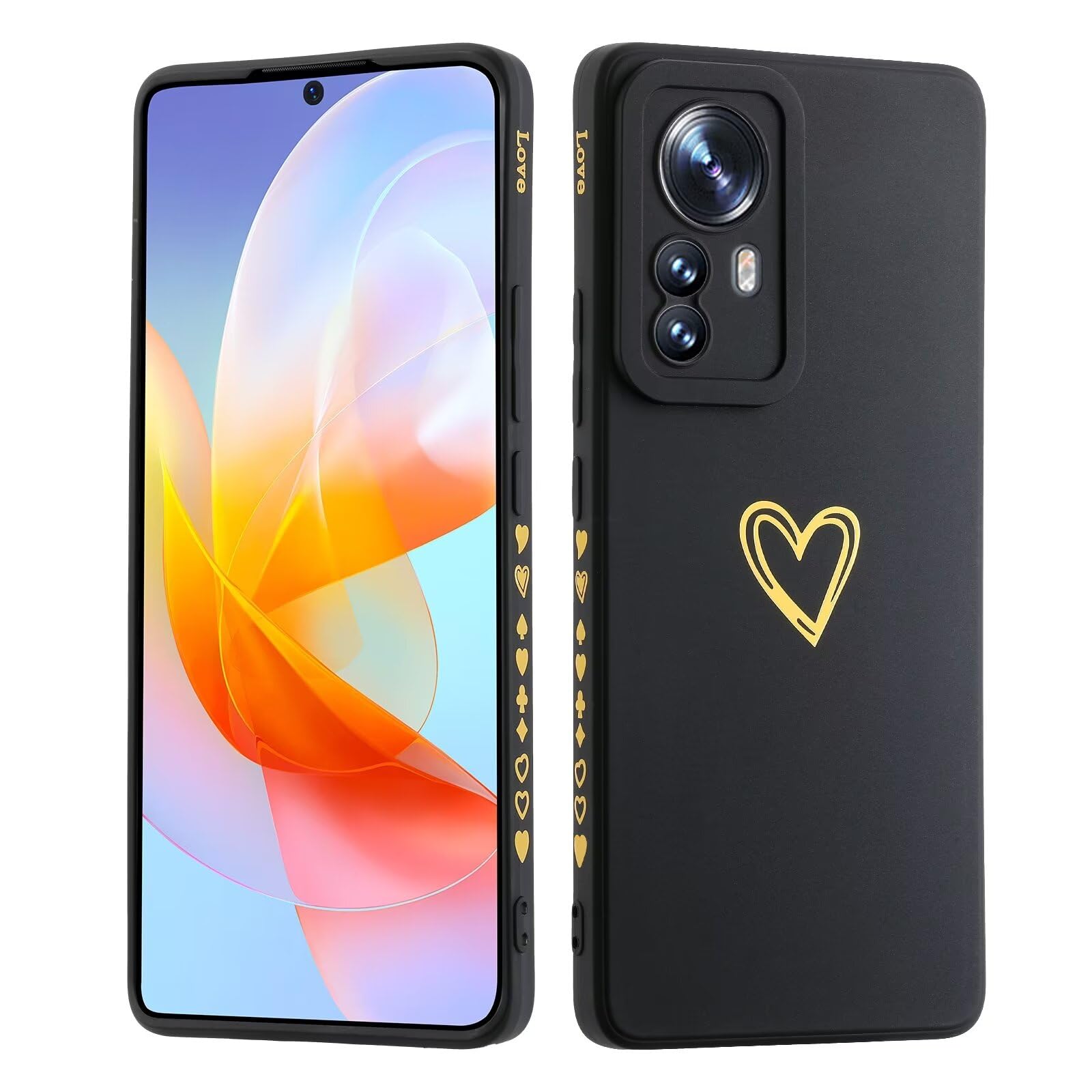 LENGRACE Handyhülle Für Xiaomi Redmi Note 12 4G – Mit Goldfarbenem Herzmuster, Stoßfest & Süß Für Mädchen
