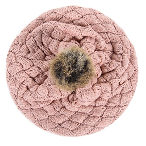 Lookthenbuy - Set de bufanda, gorro y guantes - para niña Rosa rosa