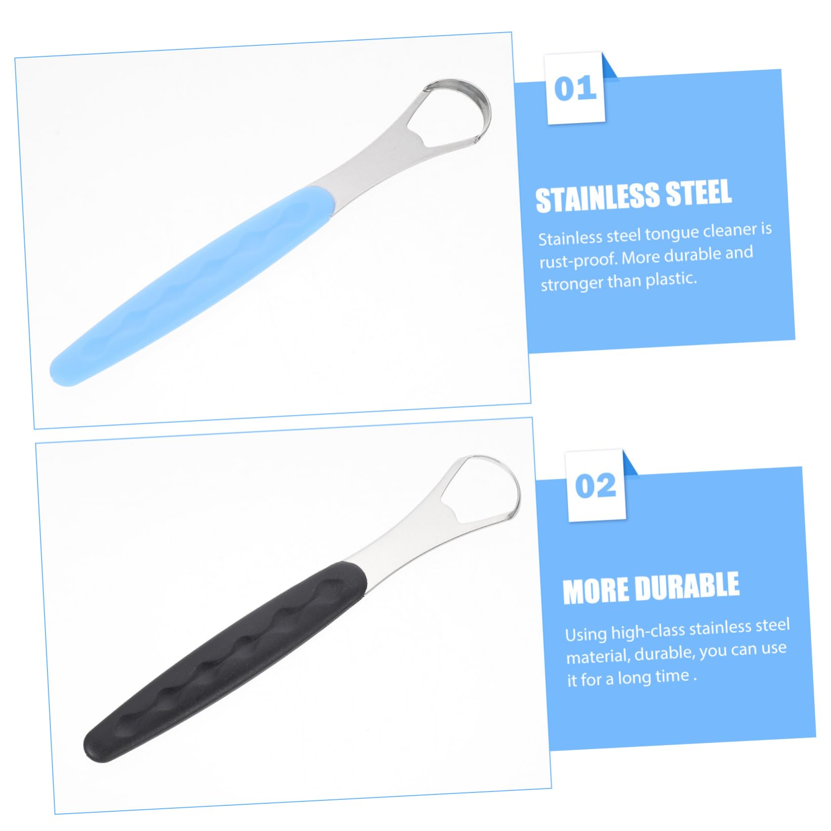 Ipetboom 4pcs Tongue Cleaners for Adults Reusable Stainless Steel Tongue Scrapers Oral Care Tool for Bad Breath Removal and Freshness Random Color