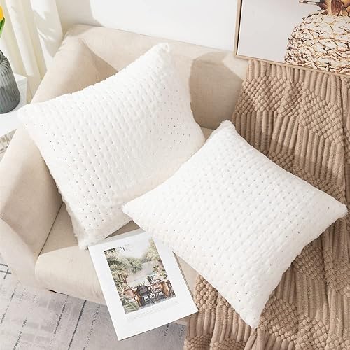 Miniatura 2 de ETASOP Fundas de almohada decorativas de Navidad de 18 x 18 pulgadas paquete de 2 fundas de almohada de piel sintética suave con estrellas plateadas