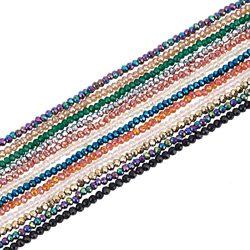 SUPERFINDINGS Cristal de Bohême tchèques à facettes 12 Brins Perles de Verre à Facettes Perles en Verre Galvanisées Multi Couleur Perles de Cristal pour...