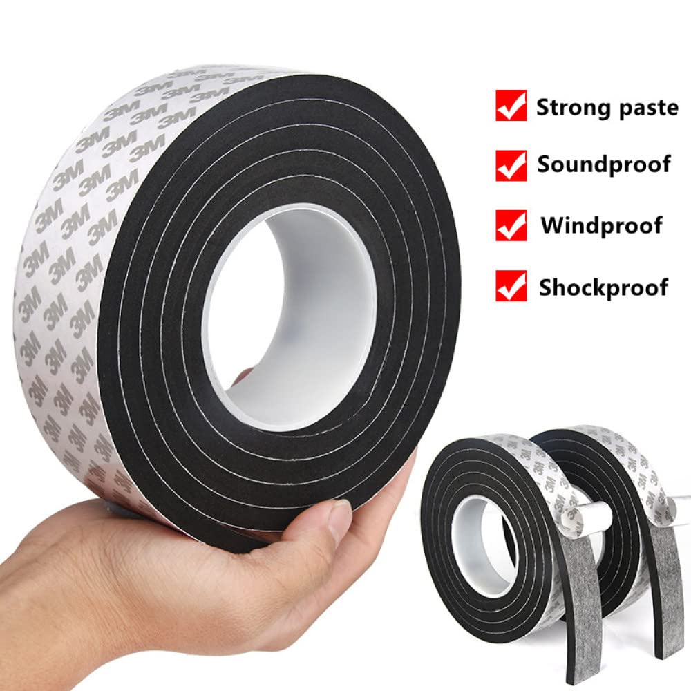 Sello para Puertas Y Ventanas, 2 Rollos de Cinta de Espuma Autoadhesiva de 5 M, Aislante Acústico Y Resistente Al Viento./1Mm*10Mm*5M