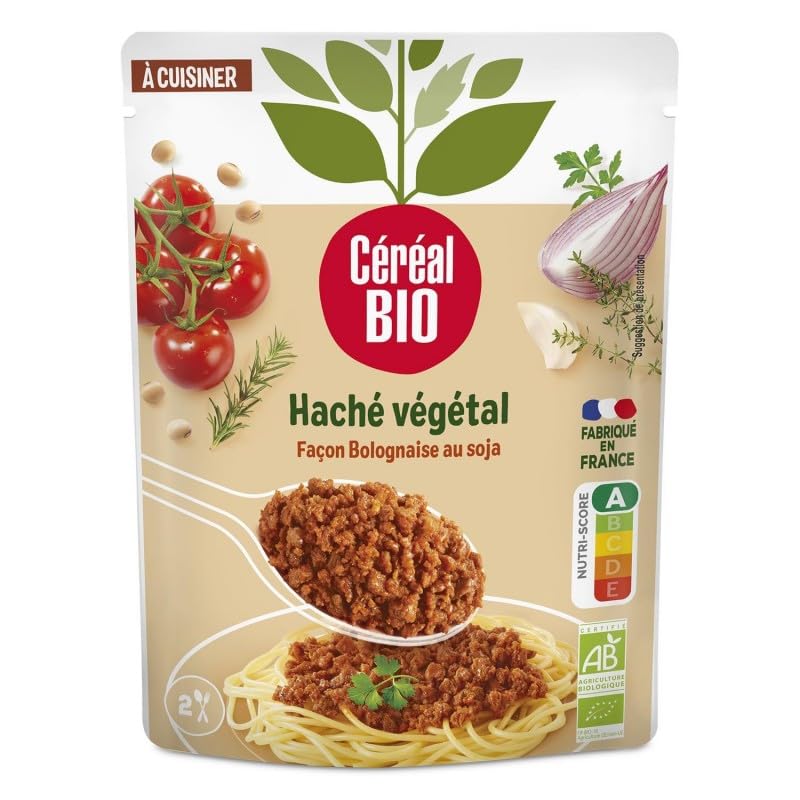 CEREAL BIO - Haché Végétal Bolognaise Soja 250g - Alternative Végétarienne et Biologique - Parfait pour une Alimentation Saine - Le Lot De 4