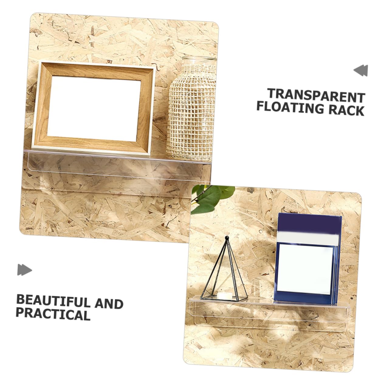 OUNONA 8pezzi Mensole in Acrilico Trasparenti per Dischi in Vinile, Supporto da Parete per Album, Floating Shelf per Organizzazione e Display