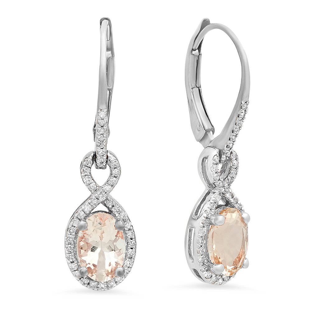 Dazzlingrock Collection Womens Infinity Dangling Earrings 10K Solid White Gold