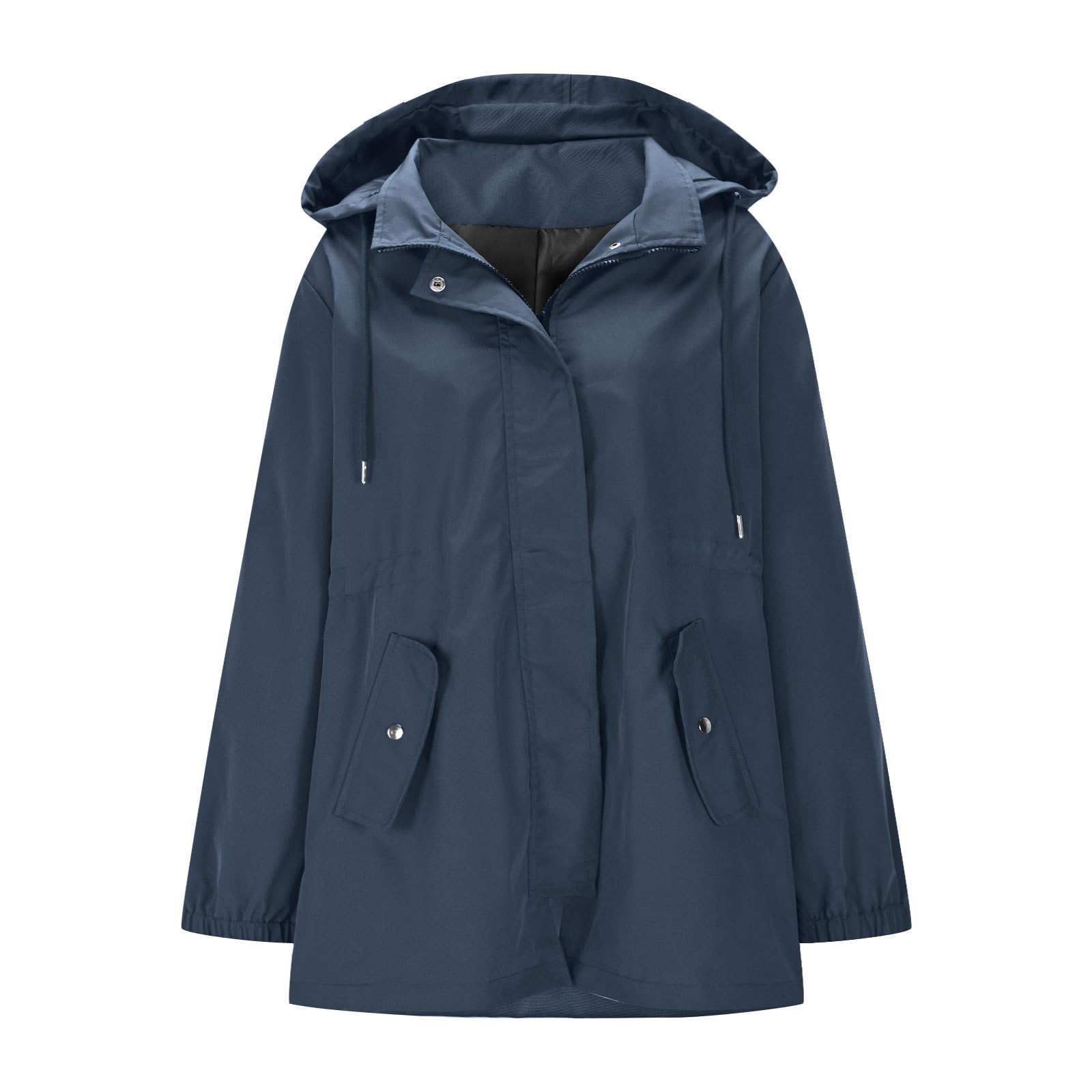 Generisch Leichte Regenjacke Outdoor-Jacke mit mittellang vielseitig für Jahreszeiten Damen Anorak Übergangsmantel Regenjacke Allwetterbekleidung