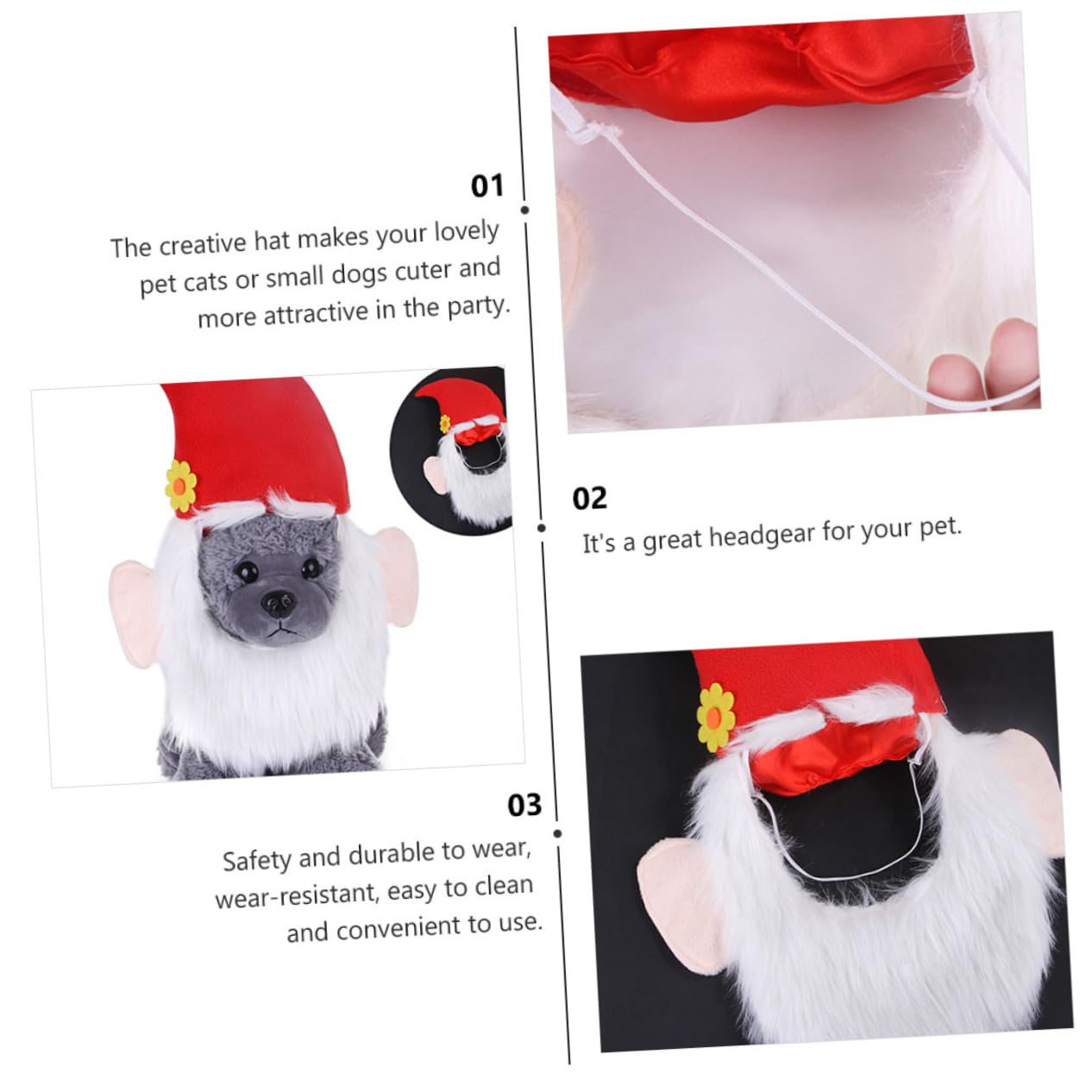 3 piezas de capucha de barba de Navidad divertidos adornos para mascotas tocado para mascotas accesorios de disfraz de mascota tocado de cuernos para mascotas disfraz de elfo de