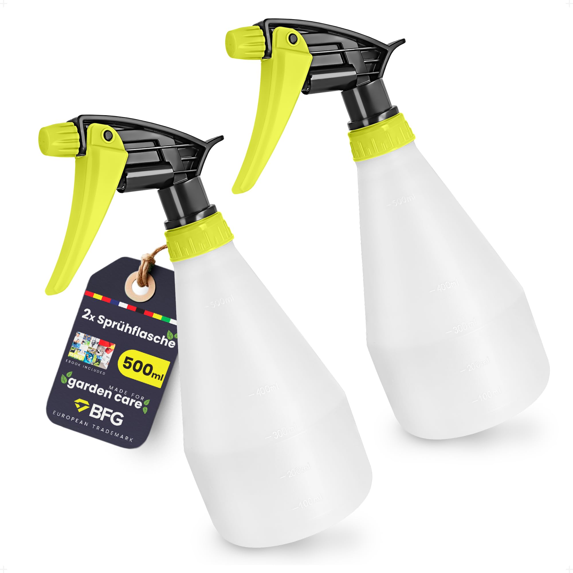 BFG 2x Sprühflasche 500ml Sprühflasche für Haushalt und Pflanzen