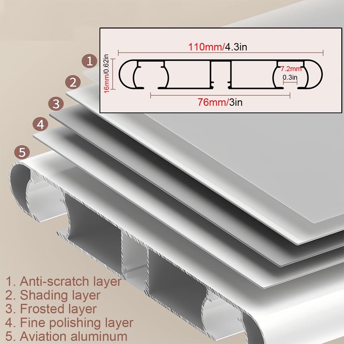 Wytrzymały aluminiowy zestaw szyn przesuwnych z podwójną szyną sufitową – 40 m (szampański) do salonu / sypialni/przegrody pokoju - i stylowe rozwiązanie