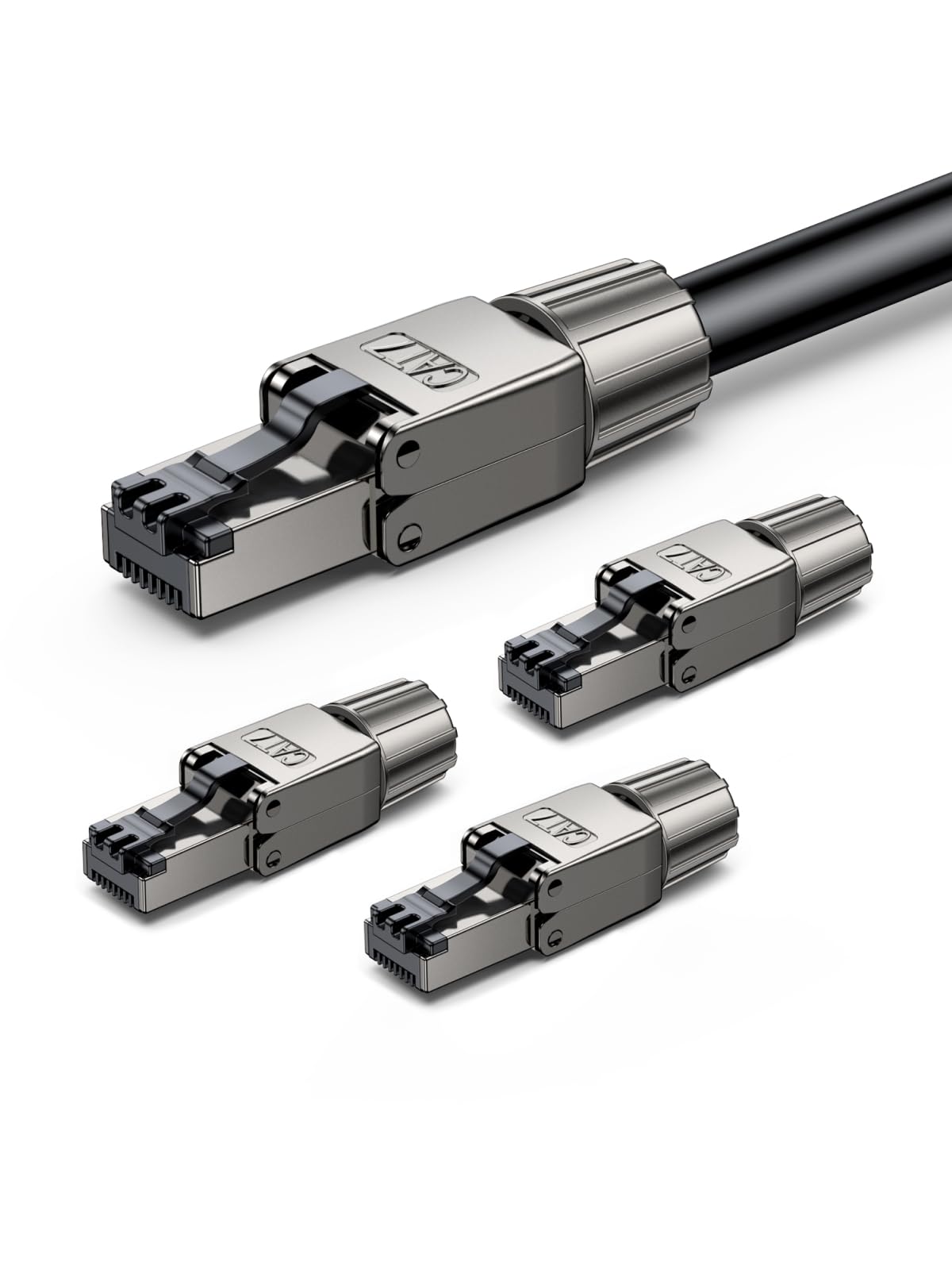 UGREEN Connettore Ethernet Cat 7 Senza Attrezzi Schermato Spina LAN a 8 Pin da 10 Gbps Supporta POE per Cavi di Rete RJ45 CAT 6A, CAT 6, CAT 5e, Compatibile con PC Router Switch -4 Packs