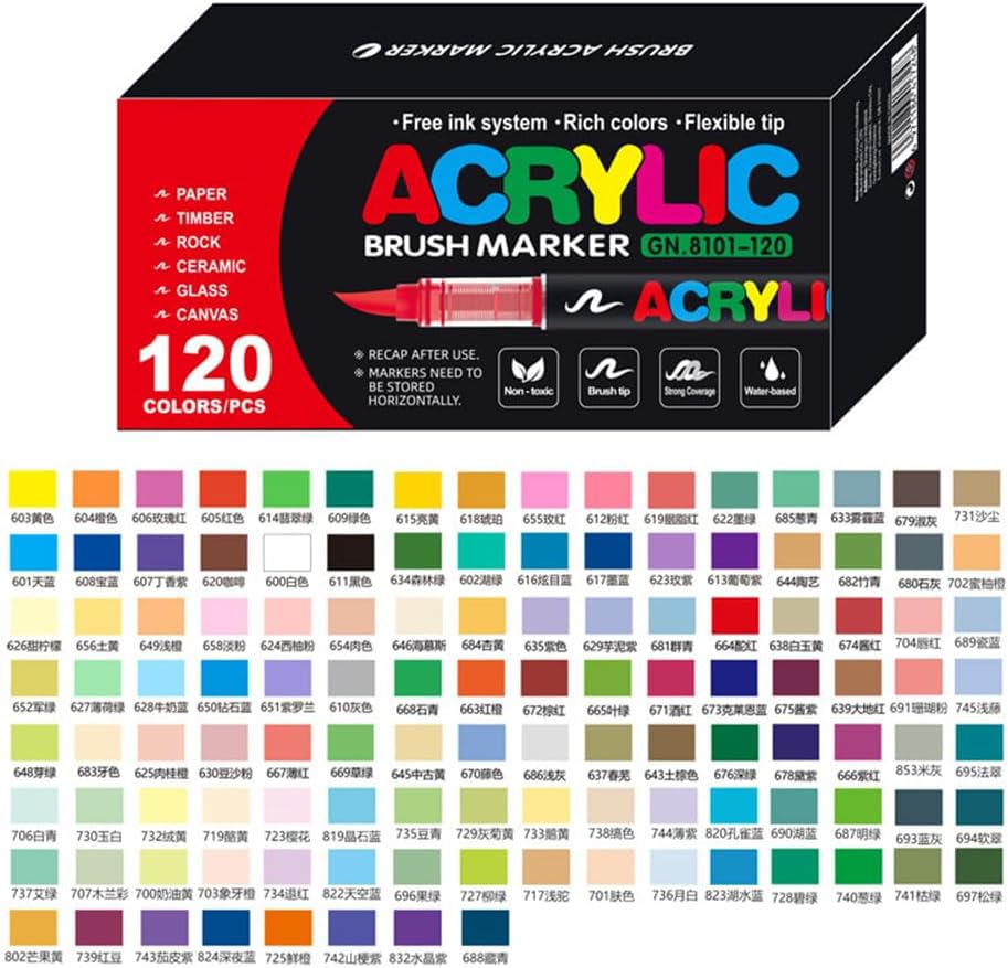 Arrtx Acrylmarkers Paint Brush Tip Markers - 36 kleuren Direct Liquid