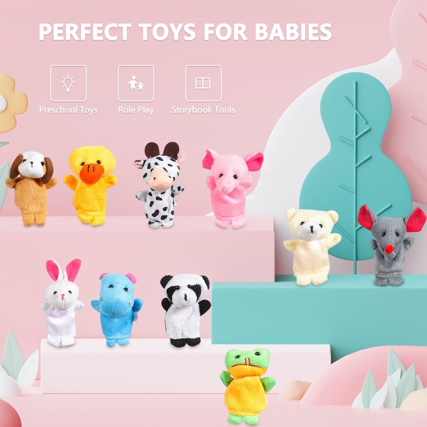 Finger Puppets Set Soft Plush Hand Puppets for Kids, Story Time Educational Toy for Toddlers Boys Girls Birthday Christmas Party Supplies