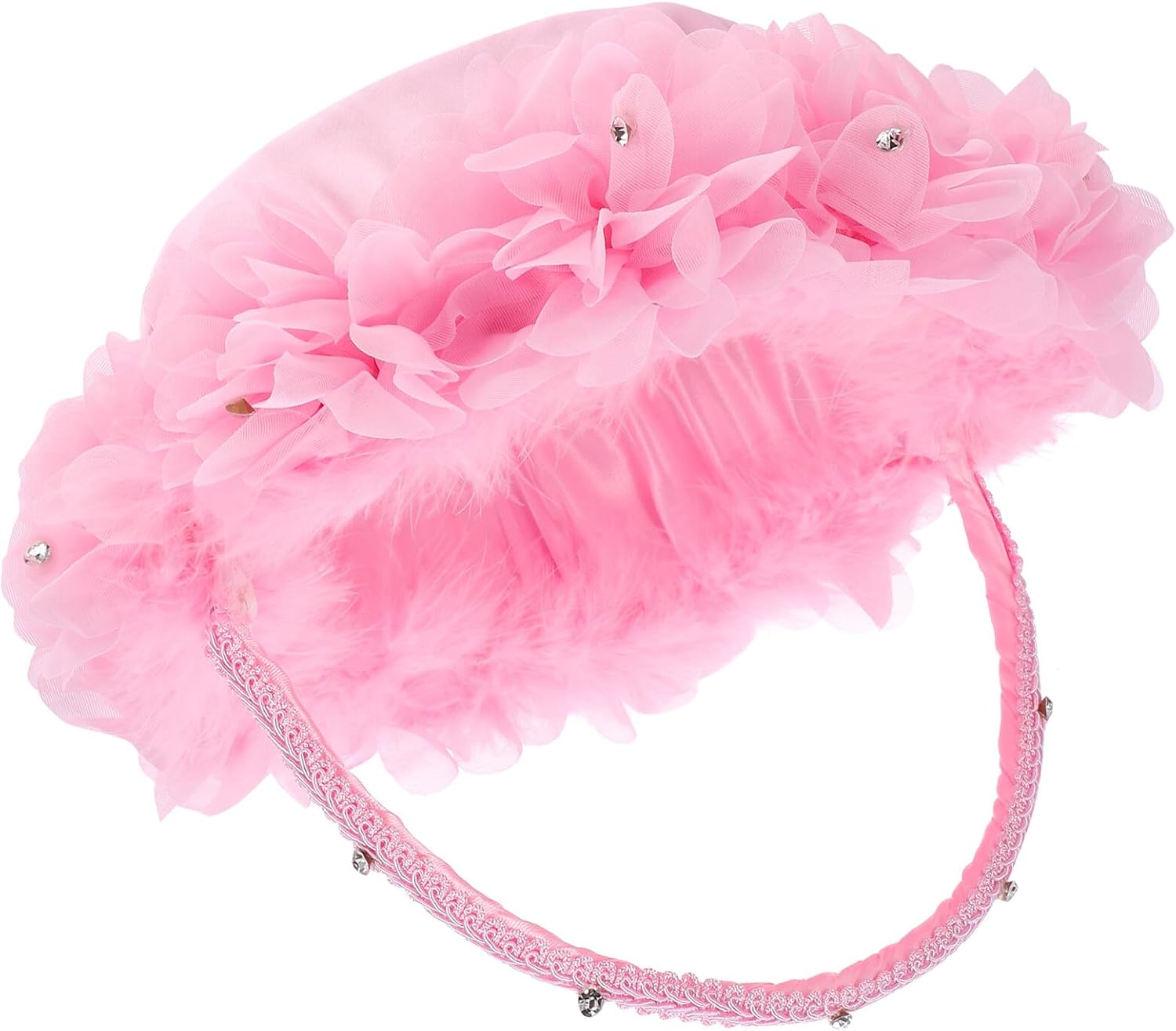 Homoyoyo Wedding Flower Girl Basket with Imitation Lace Pink Portable Wedding Basket for Flower for Western Style Ceremonies