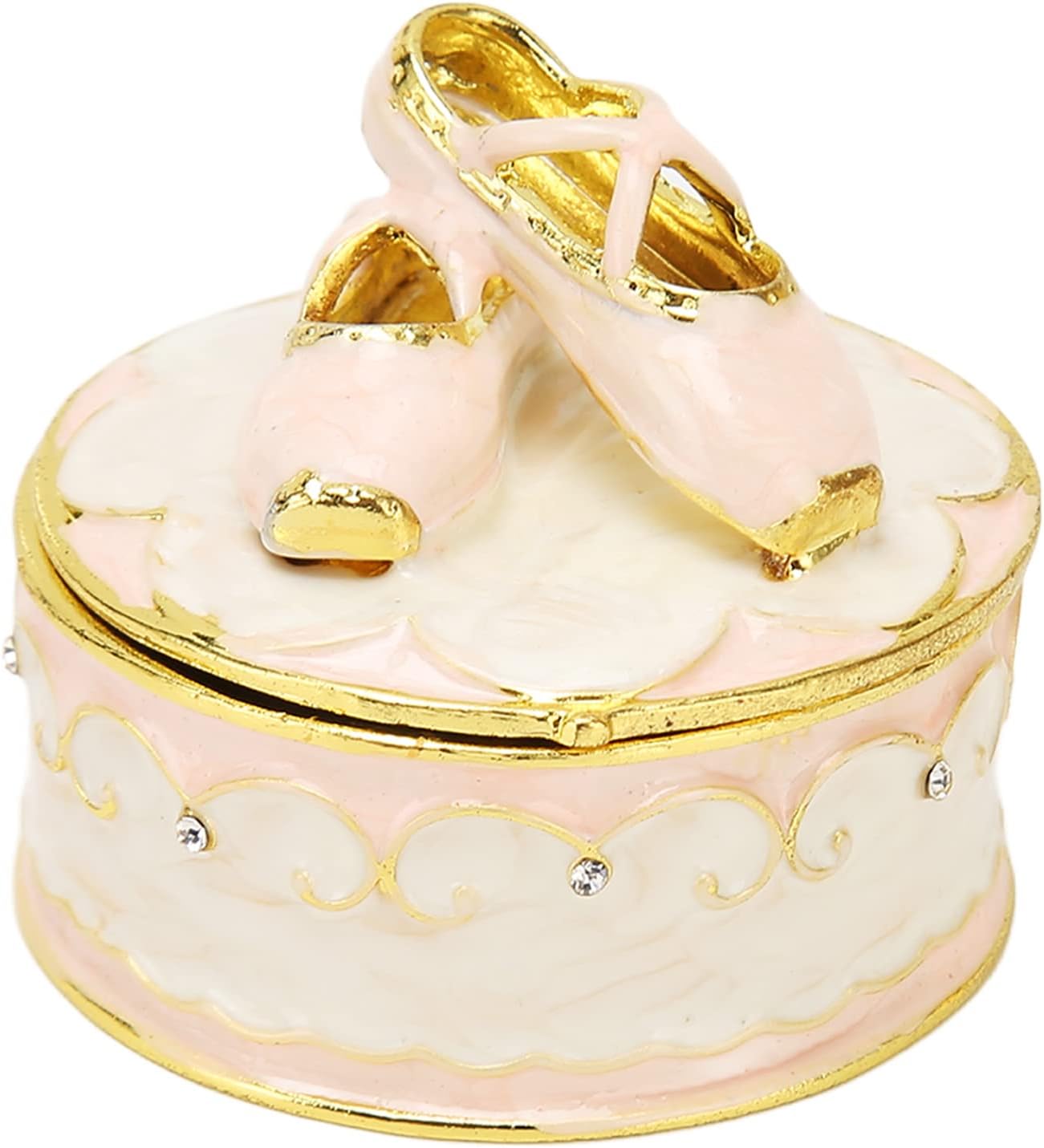 Pssopp Jeweled Ballet Shoes Trinket Boxes,Trinket Box Hinged Hinged Enameled Decorative Dance Jewelry Ornament Ring Holder Box Figurine for Gift
