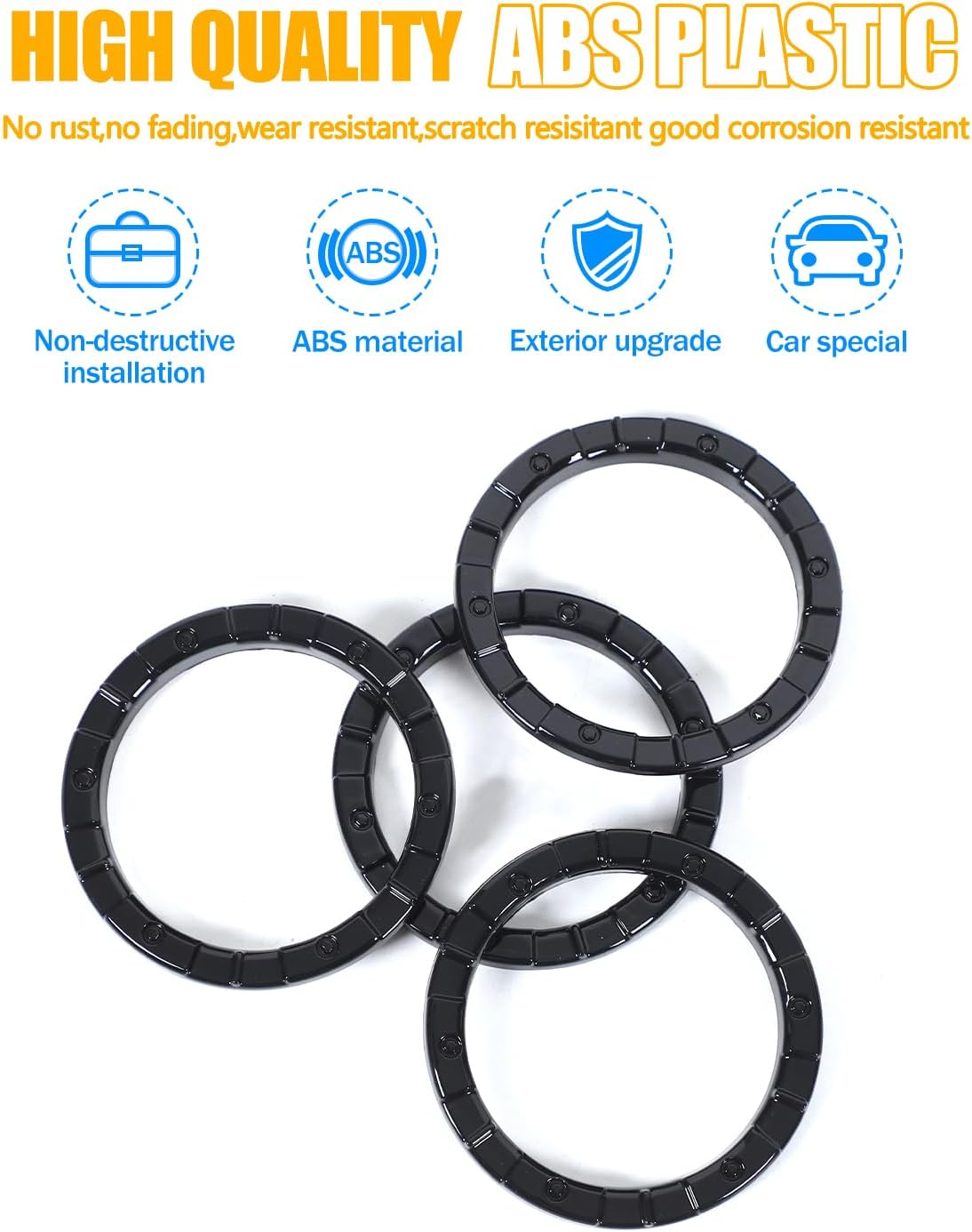 LLKUANG Fit for Toyota Tundra 2014-2021 ABS Instrument Console Side Air Conditioning Air Outlet Ring Trim Car Interior Accessories (Bright black-Style B)